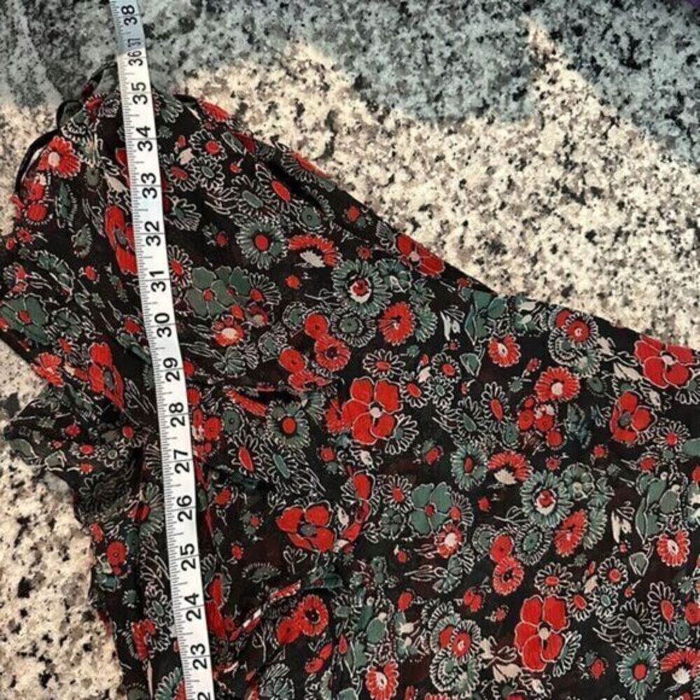 Veronica Beard Ballard‎ Silk One Shoulder Floral Ruffle Dress Black Red Size 8 - Picture 12 of 13